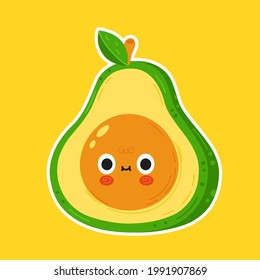 Carácter gracioso aguacate. Icono del logo de la ilustración del personaje kawaii de dibujos animados planos vectores. Argumento con el concepto de personaje de caricatura de cara de bebé