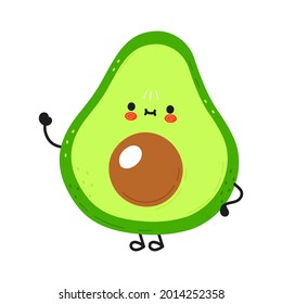 Cute funny avocado character. Vector hand drawn cartoon kawaii character illustration icon. Isolated on white background. Avocado character concept