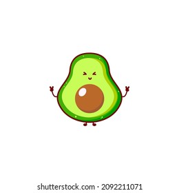 Cute funny avocado character. Vector hand drawn cartoon mascot character illustration icon. Isolated on white background