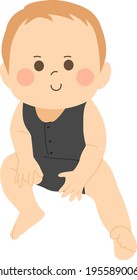 Cute funny baby boy sitting happy reaching growth development milestones