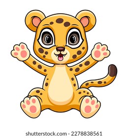 Cute funny baby cheetah sitting