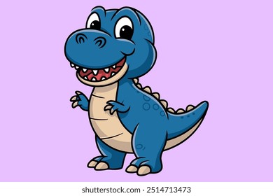 Cute Funny Baby  Dinosaur Holiday Summer Cartoon Vector Icon Illustration. Animal Holiday Icon Concept Isolated