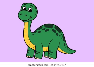 Cute Funny Baby  Dinosaur Holiday Summer Cartoon Vector Icon Illustration. Animal Holiday Icon Concept Isolated