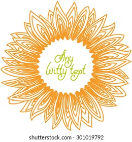 Cute funny background border frame with sunflower petals contour isolated on the white fond. With space for invitations or different events greeting cards text. Vector illustration eps 10