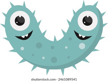 Cute and Funny Bacteria Virus Character. with Cartoon Design Style. Isolated Vector