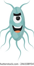 Cute and Funny Bacteria Virus Character. with Cartoon Design Style. Isolated Vector