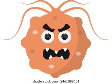Cute and Funny Bacteria Virus Character. with Cartoon Design Style. Isolated Vector