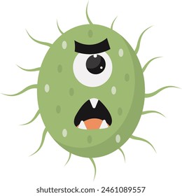 Cute and Funny Bacteria Virus Character. with Cartoon Design Style. Isolated Vector