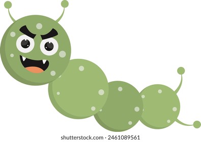 Personaje lindo y divertido del virus de la bacteria. con el estilo del diseño de la historieta. Vector aislado