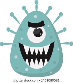 Nette und lustige Bakterien Virus Charakter. mit Cartoon Design Stil. isolierte Vektorgrafik