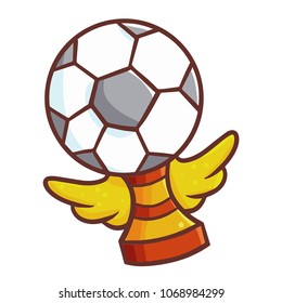Cute and funny ball trophy with wings - vector