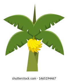 Cute and funny banana tree in simple cartoon style