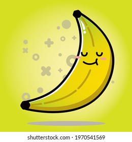 Cute Funny Banana Vector Cartoon illustration Design with Iconic Face Suitable for Fashion , Sticker ,  Brand , Kid Doodle, natural juicy food