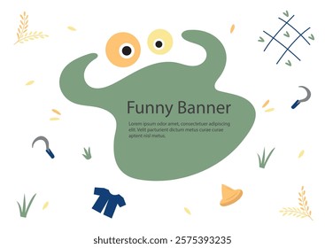 cute and funny banner with cow theme vector o n background