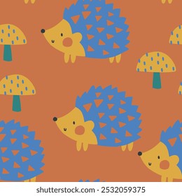 Cute e engraçado urso raposa ouriço pássaro tartaruga esquilo colorido animais da floresta árvore cogumelo bonito animais da floresta design para crianças mercado como vetor
