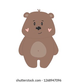 Cute funny bear. Hand drawn work. Childish cartoon design for kid t-shirts, dress or greeting cards. Vector illustration.	