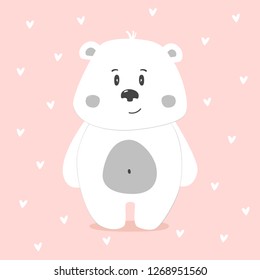 Cute funny bear. Hand drawn work. Childish cartoon design for kid t-shirts, dress or greeting cards. Vector illustration.