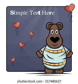 Cute and funny bear. Icon. Card, postcard. Character design