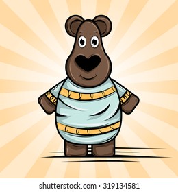 Cute and funny bear. Icon. Card, postcard. Character design