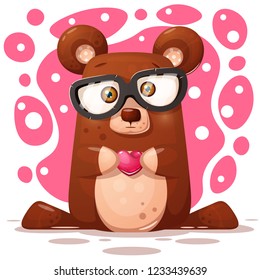 Cute, funny bear illustration. Animal character Vector eps 10