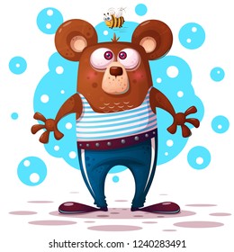 Cute, funny bear illustration. Animal character Vector eps 10