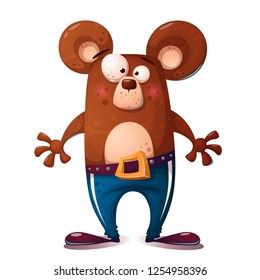 Cute, funny bear illustration. Animal character. Vector eps 10