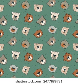 Cute funny bears seamless pattern background