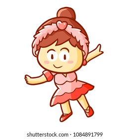 Cute and funny beautiful ballerina dancing - vector.