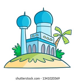 Cute and funny beautiful big blue mosque