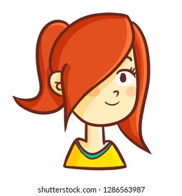 Cute and funny beautiful girl with red hair smiling - vector.