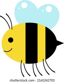 Cute and funny bee in flight.