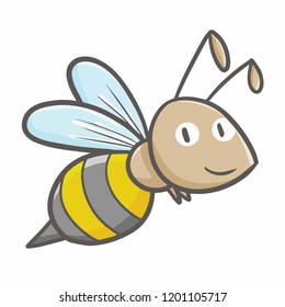 Cute and funny bee flying and smiling - vector