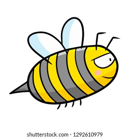 Cute and funny bee flying while working - vector.
