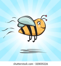 Cute and funny bee. Icons. Characters. Card. Postcard.