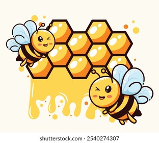Cute funny bee,honey character vector hand drawn