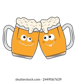 A cute funny Beer Mug character. Vector hand-drawn illustration of a kawaii cartoon character.