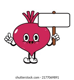 Cute funny beet with inscription character. Vector hand drawn traditional cartoon vintage, retro, kawaii character illustration. Isolated white background. Happy beet