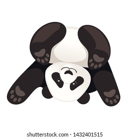 Cute funny big panda sit on floor head down cartoon animal design flat vector illustration
