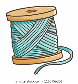 Cute and funny big yarn woll rolling - vector
