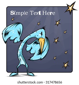Cute and funny bird. Icon. Character design. Card. Postcard