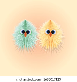 Cute funny birdies cartoon illustration 