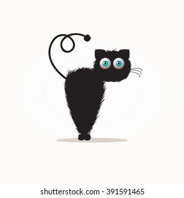 Cute funny black cat illustration