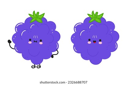 Cute funny Blackberry character. Vector hand drawn cartoon kawaii character illustration icon. Isolated on white background. Blackberry fruit character concept