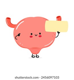 Cute funny Bladder poster character. Vector hand drawn cartoon kawaii character illustration. Isolated white background. Bladder poster