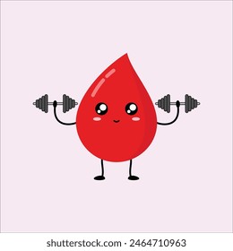 Linda gota de sangre graciosa. Icono de ilustración de personaje kawaii de dibujos animados de línea plana de diseño de Ilustración vectorial. Eps 10.