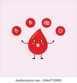 Linda gota de sangre graciosa. Icono de ilustración de personaje kawaii de dibujos animados de línea plana de diseño de Ilustración vectorial. Eps 10.