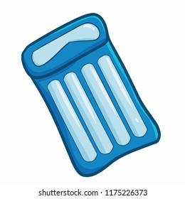 Cute and funny blue air bed for sleeping on water - vector