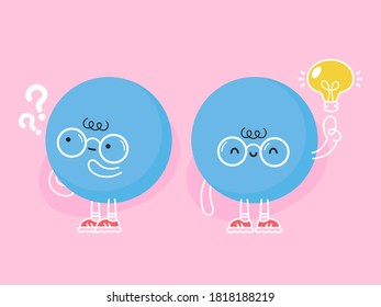Cute funny blue ball with question mark and idea lightbulb. Vector flat cartoon kawaii character illustration icon design - Powered by Shutterstock - Get 15% off with code: PIKWIZARD15
