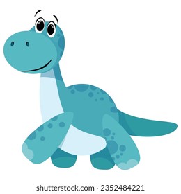 Cute and funny blue dinosaur character