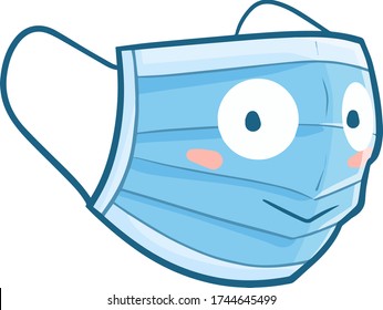 Cute And Funny Blue Face Mask Glance Up With Smile